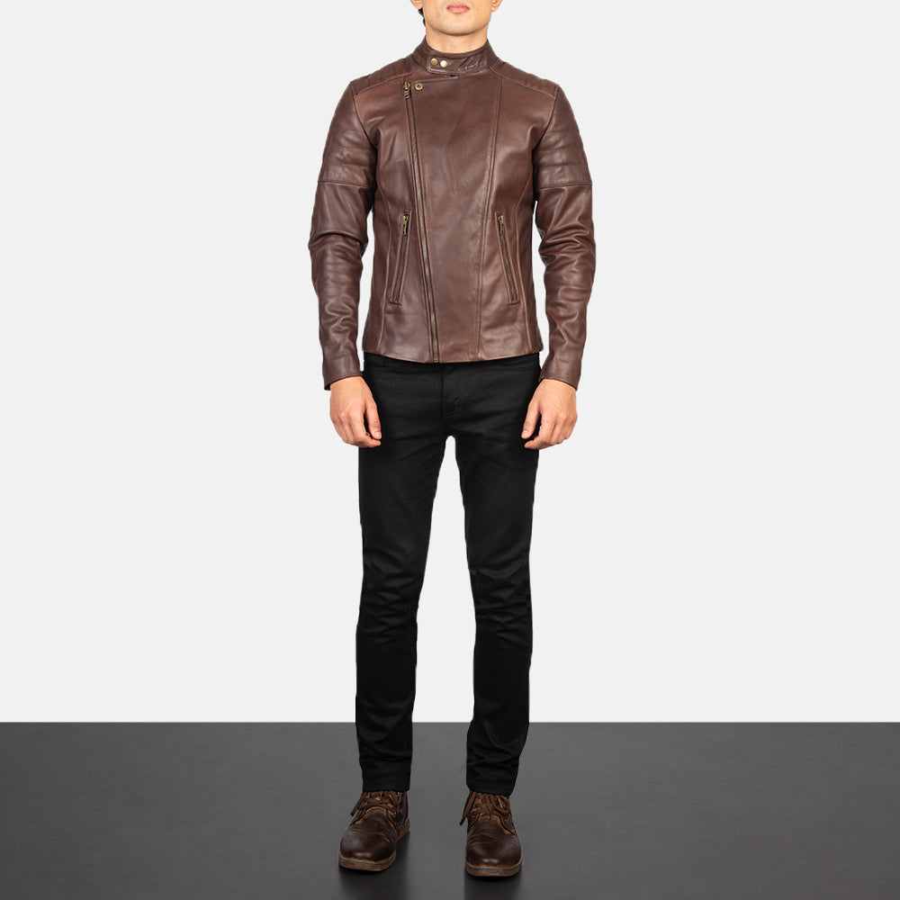 Faisor Mocha 가죽 라이더 자켓 남성용 – alternate product view 3