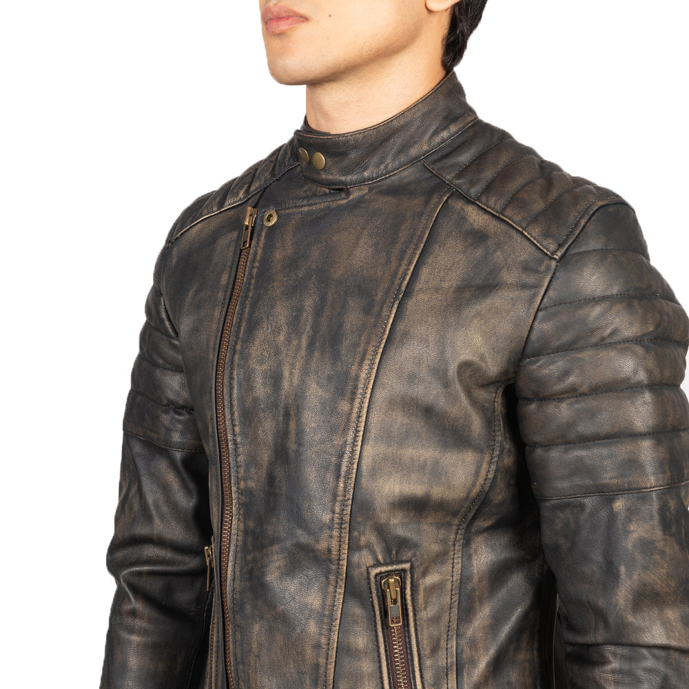 Faisor Mocha 가죽 라이더 자켓 남성용 – alternate product view 6