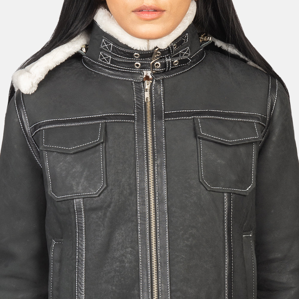 
Fiona Hooded 리얼 양털 무스탕 여성용 – alternate product view 6
