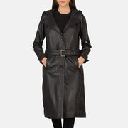 
Fixon Hooded 브라운 가죽 트렌치 코트 여성용 in Brown Sheepskin Leather - 정면 스타일 및 테일러드 실루엣 | 공식 온라인 스토어 구매