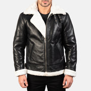 Francis B-3 블랙 가죽 봄버 자켓 남성용 – alternate product view 1