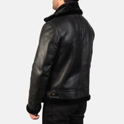 Francis B-3 블랙 가죽 봄버 자켓 남성용 – alternate product view 5