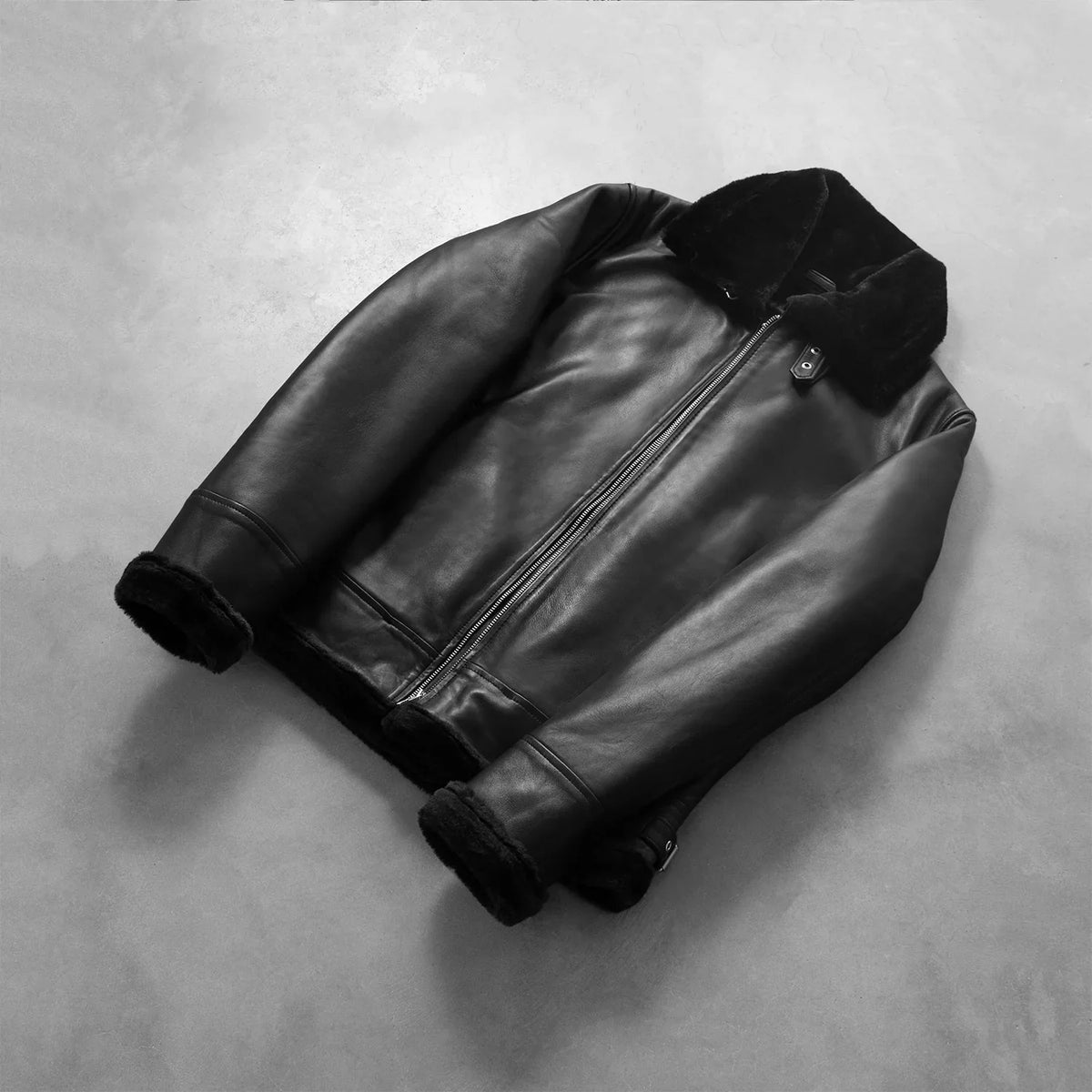 Francis B-3 블랙 가죽 봄버 자켓 남성용 – alternate product view 7