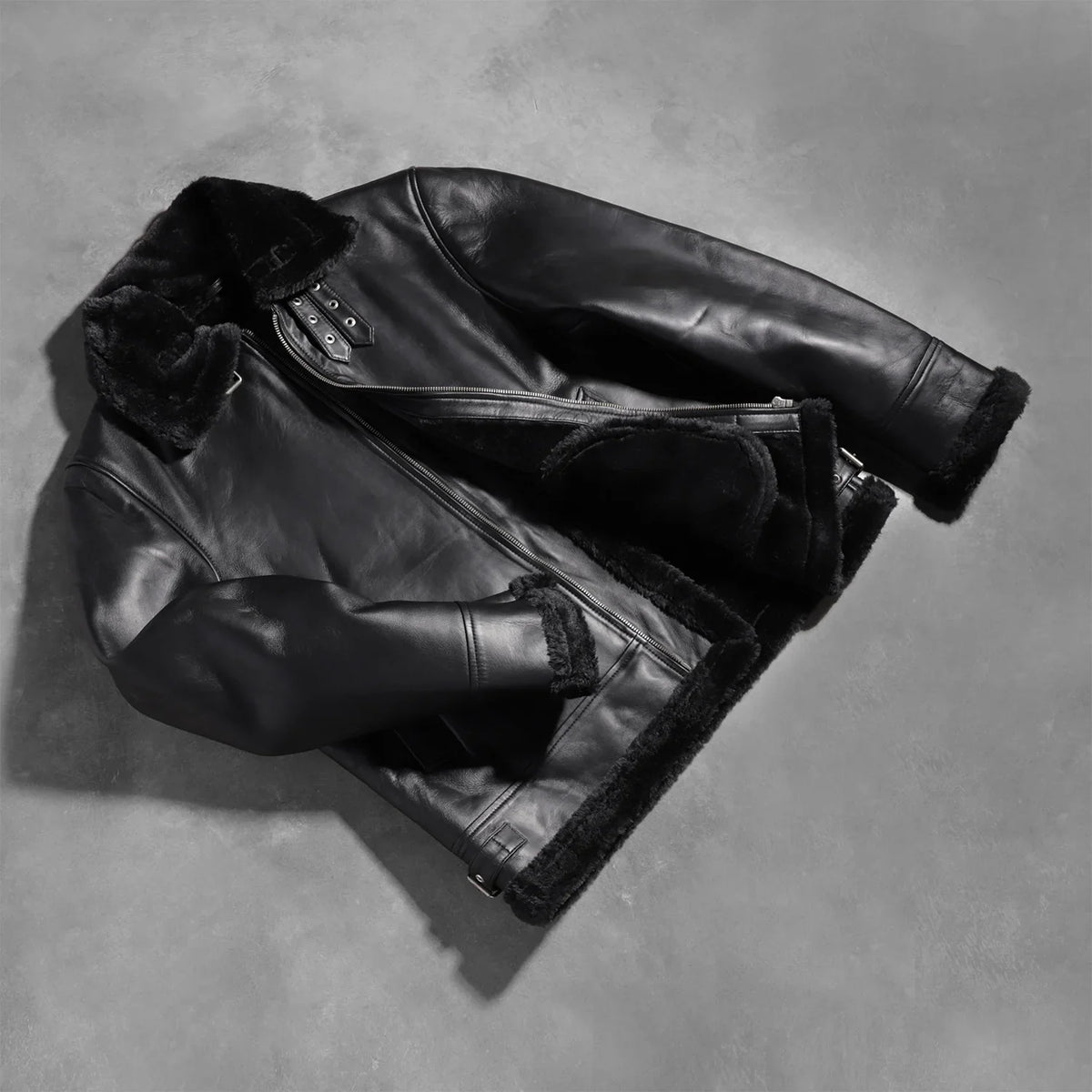 Francis B-3 블랙 가죽 봄버 자켓 남성용 – alternate product view 8