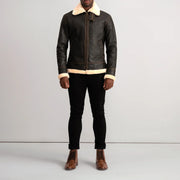 Francis B-3 블랙 가죽 봄버 자켓 남성용 – alternate product view 3