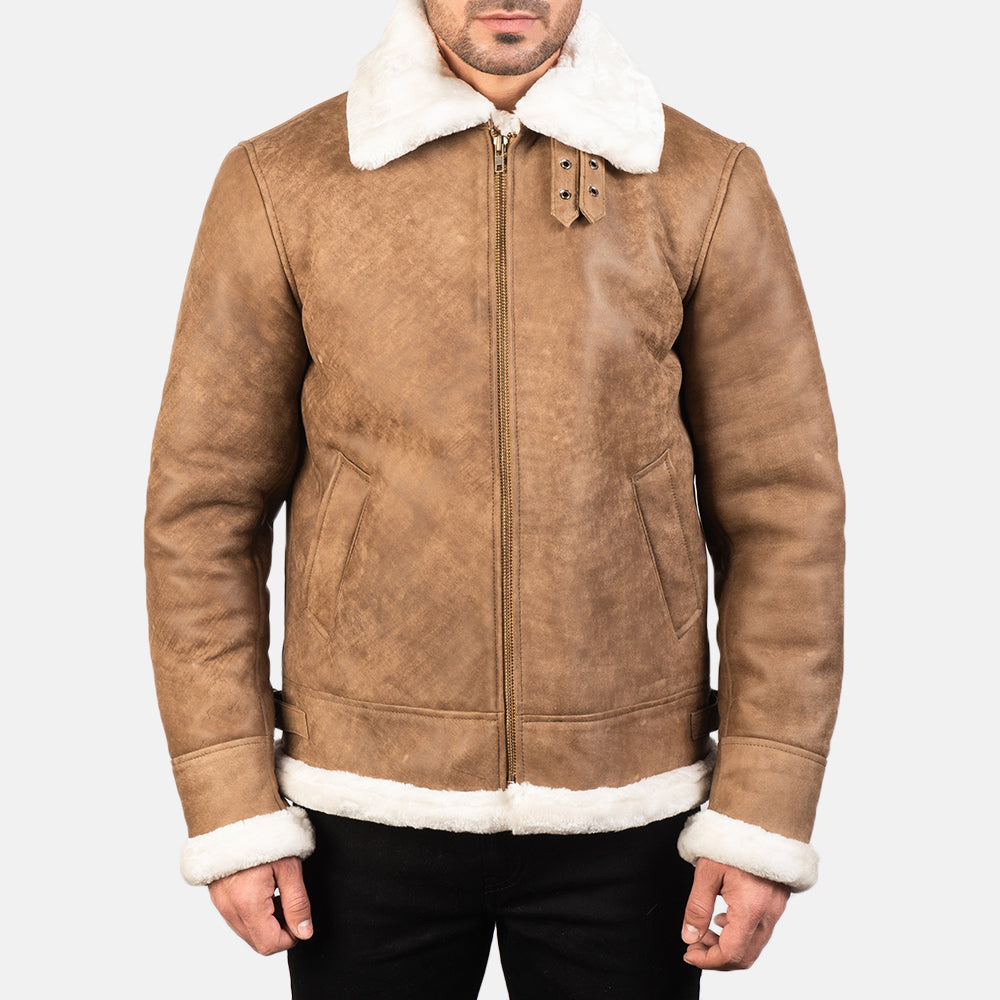 Francis B-3 블랙 가죽 봄버 자켓 남성용 – alternate product view 4