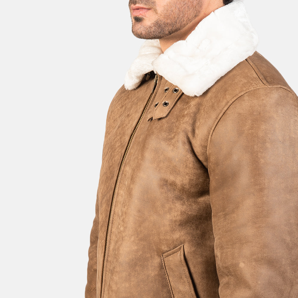 Francis B-3 블랙 가죽 봄버 자켓 남성용 – alternate product view 6