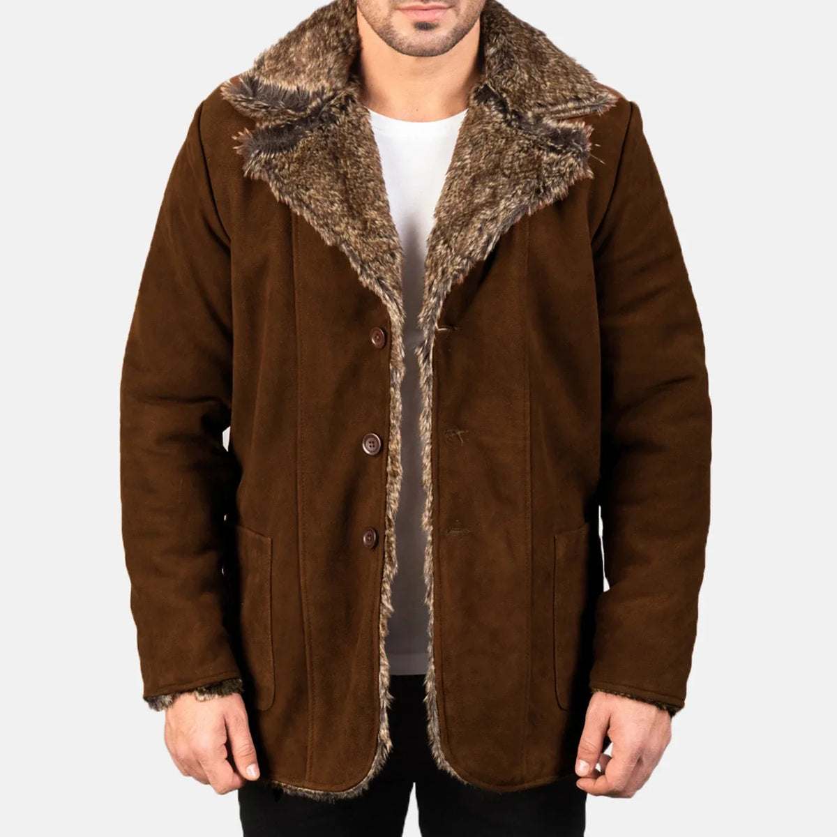 Furlong 가죽 롱 코트 Beige 가죽 롱 코트 남성용 – alternate product view 1
