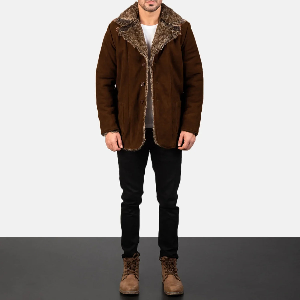 Furlong 가죽 롱 코트 Beige 가죽 롱 코트 남성용 – alternate product view 3