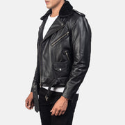 
Black Cowhide Leather Biker Jacket - 어깨 라인과 깔끔한 밑단이 돋보이는 뒷면 뷰