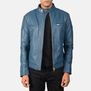 
Gatsby Quilted Blue Leather Biker Jacket in Blue Sheepskin Leather - 정면 스타일 및 테일러드 실루엣 | 공식 온라인 스토어 구매