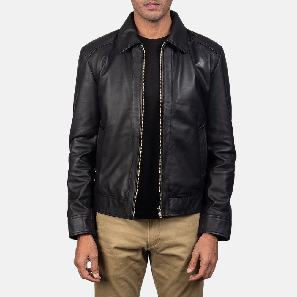 Men's Inferno 브라운 가죽 자켓 남성용 in Distressed Brown Sheep Skin Burnishing - Front Profile View &amp; Tailored Silhouette | Buy Online