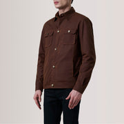 
Irwin 브라운 Waxed Canvas Field 가죽 자켓 남성용 For Men - 입체 소매 커팅과 슬림 테이퍼드 핏을 보여주는 측면 뷰