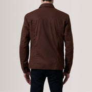 
클로즈업 상세 of Classic Collar & Button Hardware on Irwin 브라운 Waxed Canvas Field 가죽 자켓 남성용 For Men