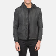 
Jimmy 블랙 Hooded Windbreaker 가죽 자켓 남성용 in Black Polyester - 정면 스타일 및 테일러드 실루엣 | 공식 온라인 스토어 구매