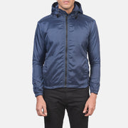 
Jimmy 블루 Hooded Windbreaker 가죽 자켓 남성용 in Blue Nylon - 정면 스타일 및 테일러드 실루엣 | 공식 온라인 스토어 구매