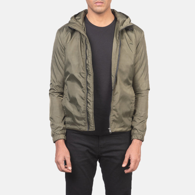 Jimmy 그린 Hooded Windbreaker 가죽 자켓 남성용