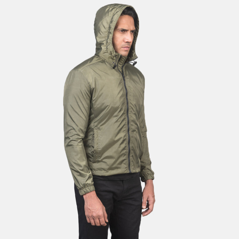 Jimmy 그린 Hooded Windbreaker 가죽 자켓 남성용