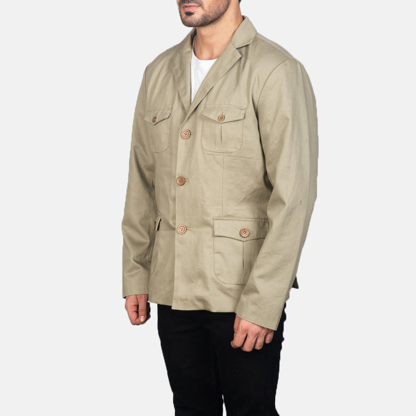 Kajetan Beige Safari 가죽 자켓 남성용