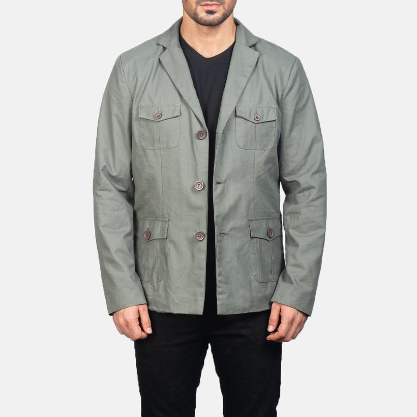 Kajetan Grey Safari 가죽 자켓 남성용
