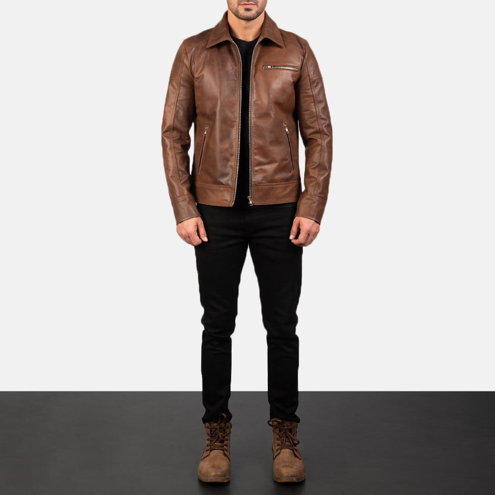 Lavendard 가죽 라이더 자켓 남성용 – alternate product view 4