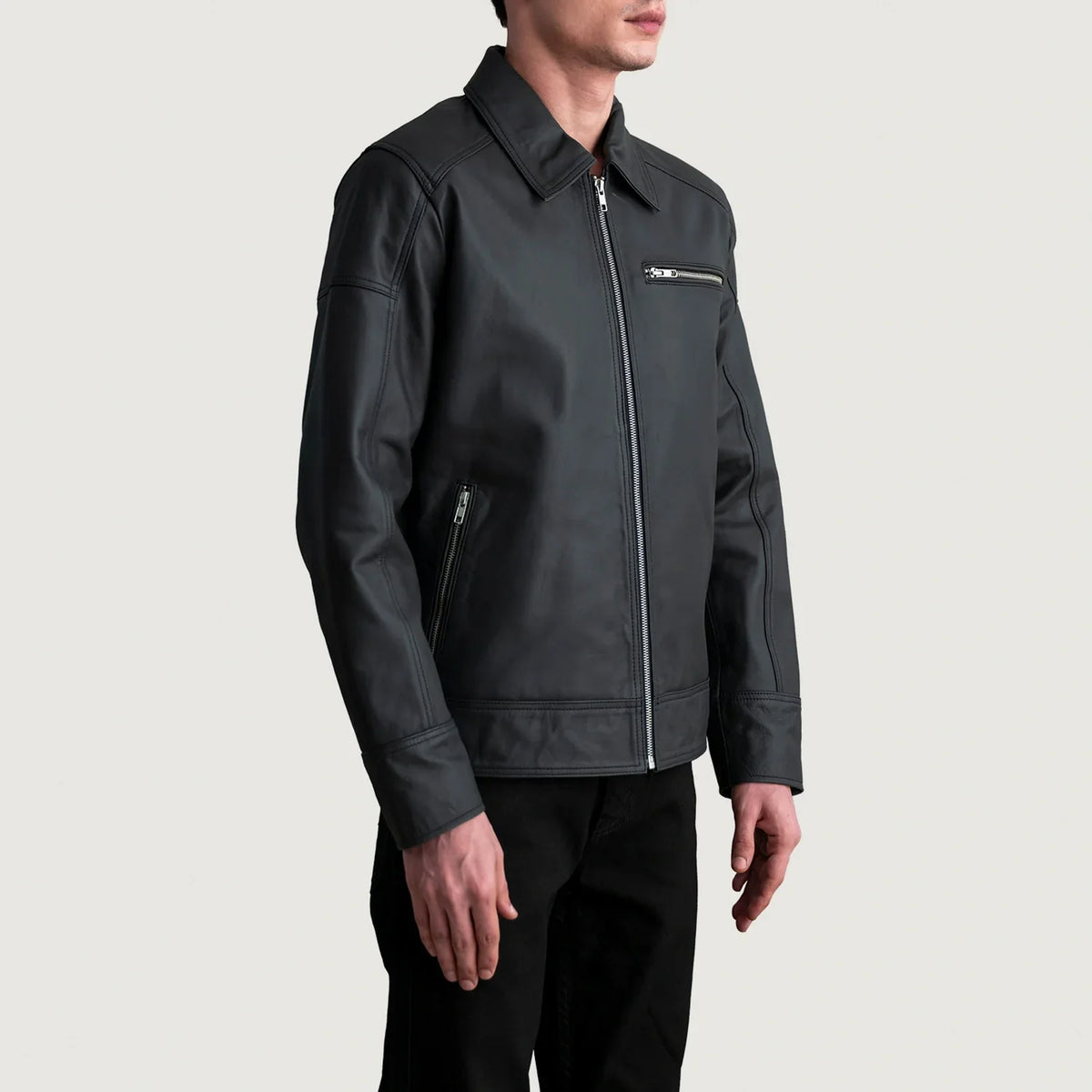 Lavendard 가죽 라이더 자켓 남성용 – alternate product view 2
