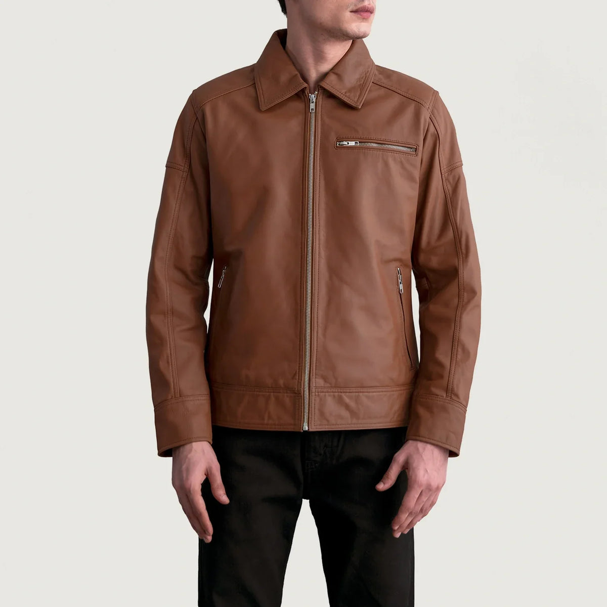Lavendard 가죽 라이더 자켓 남성용 – alternate product view 3