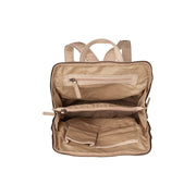 Solid Antique Brass Hardware &amp; Heavy-Duty Dual Zipper Detail on Bern Full-Grain Leather Backpack 여성용