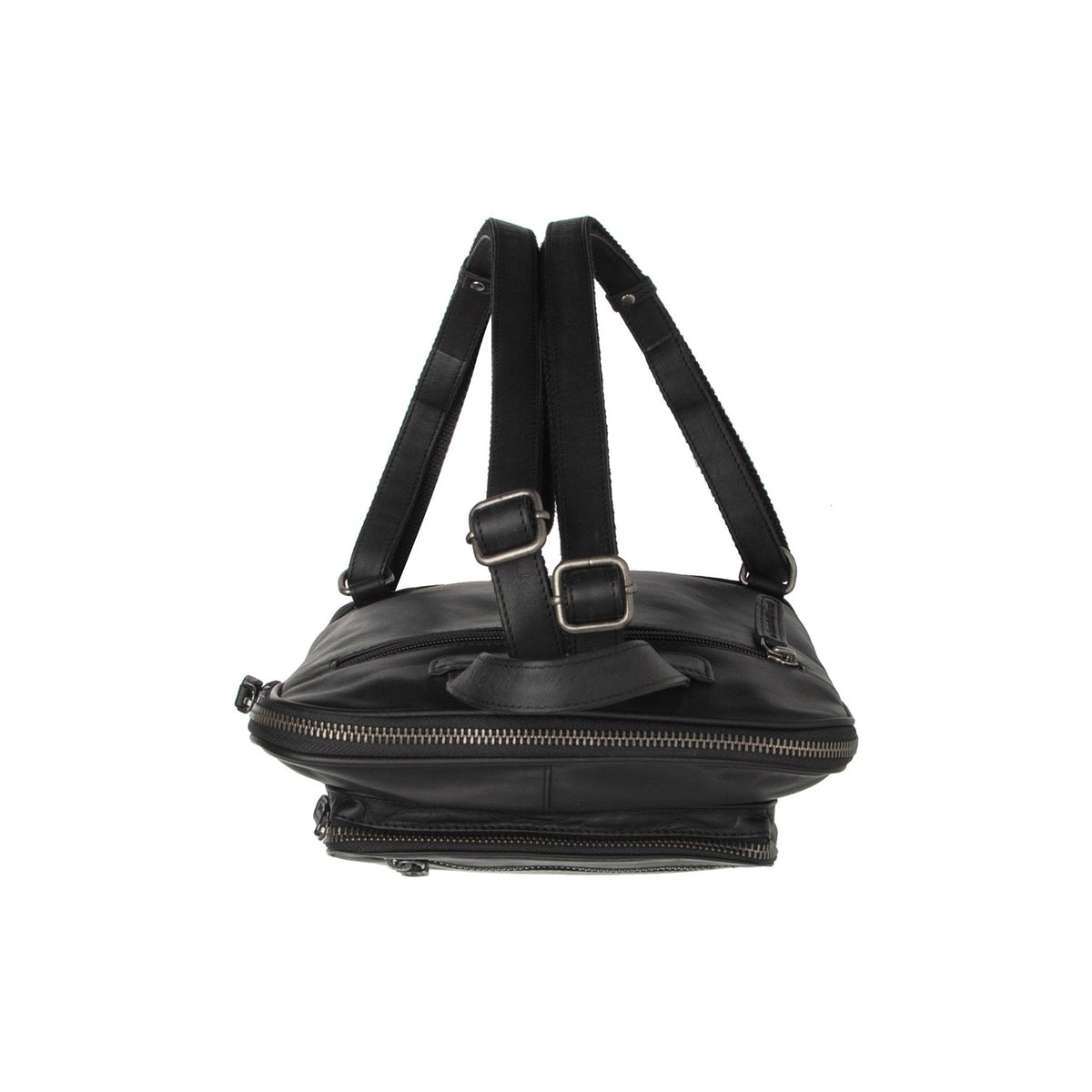 Floran Full-Grain Leather Backpack 여성용 - Structured Side Profile Showing Gusset Depth &amp; Expansion Capacity