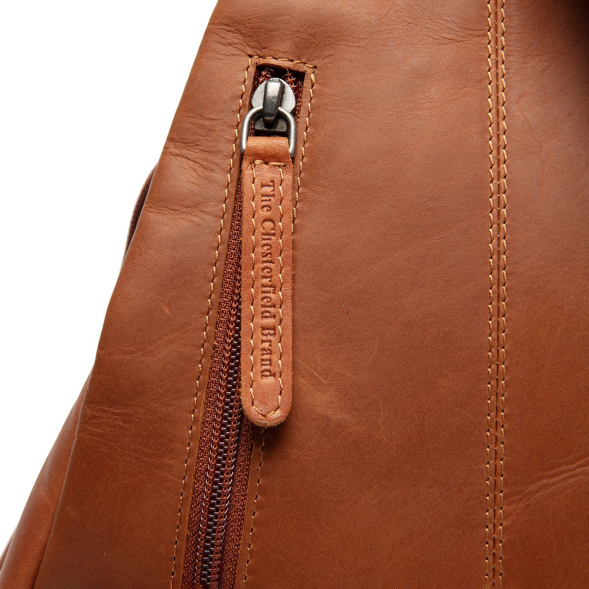 
Cognac Leather Backpack Howard, detail view 3