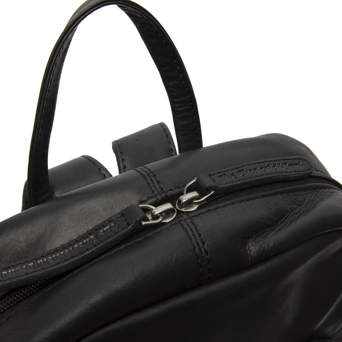 Solid Antique Brass Hardware &amp; Heavy-Duty Dual Zipper Detail on Santana Full-Grain Leather Backpack 여성용