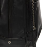 Santana Full-Grain Leather Backpack 여성용 - Structured Side Profile Showing Gusset Depth &amp; Expansion Capacity