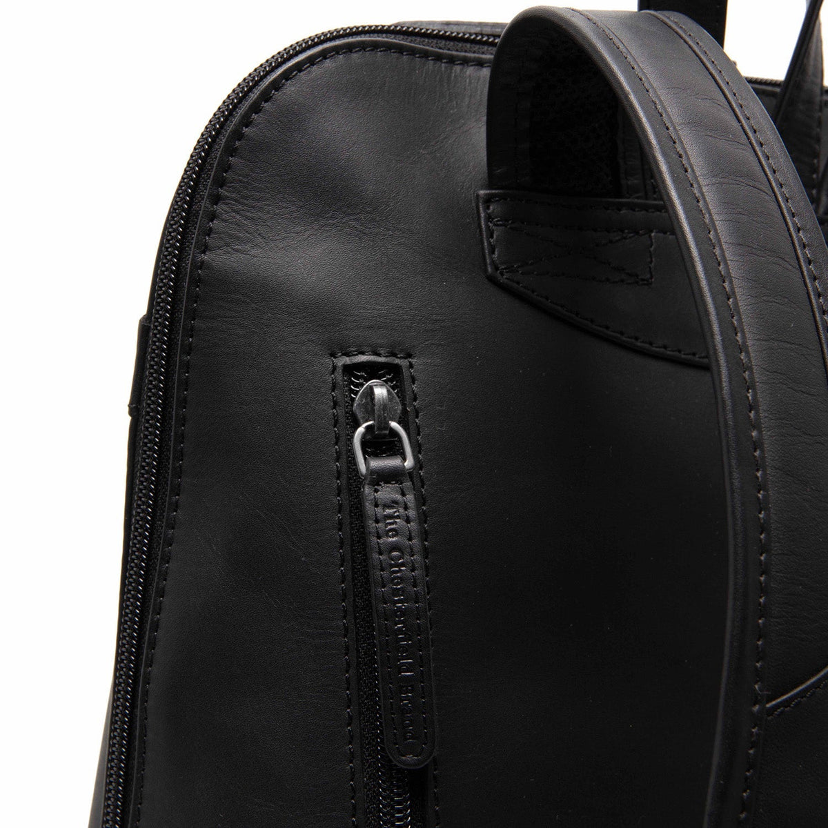 Tigris Full-Grain Leather Backpack 여성용 - Structured Side Profile Showing Gusset Depth &amp; Expansion Capacity