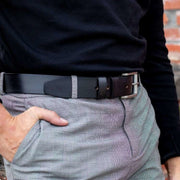 Aayden Full-Grain Leather Belt 남성용 - Structured Side Profile Showing Gusset Depth &amp; Expansion Capacity