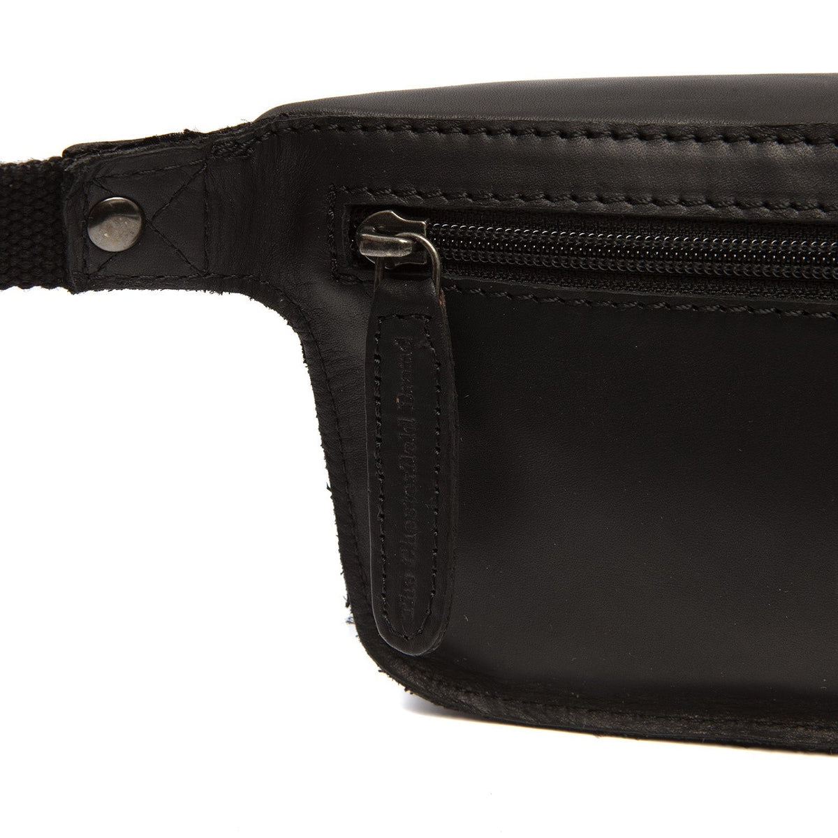 Solid Antique Brass Hardware &amp; Heavy-Duty Dual Zipper Detail on Toronto Full-Grain Leather Belt Bag 여성용