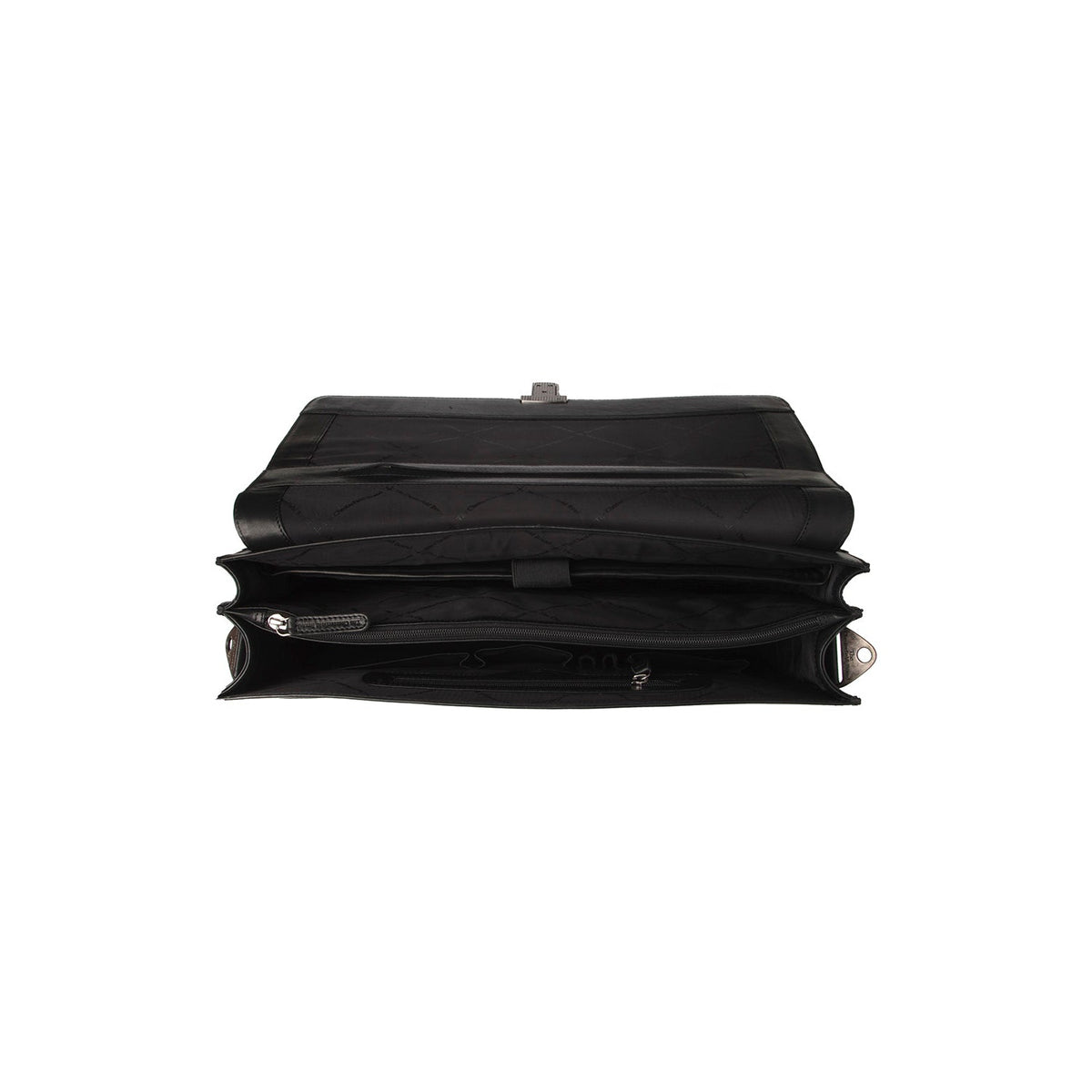 Solid Antique Brass Hardware &amp; Heavy-Duty Dual Zipper Detail on Salvatore Full-Grain Leather Briefcase 남성용