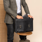 Springfield Full-Grain Leather Briefcase 여성용 - Structured Side Profile Showing Gusset Depth &amp; Expansion Capacity