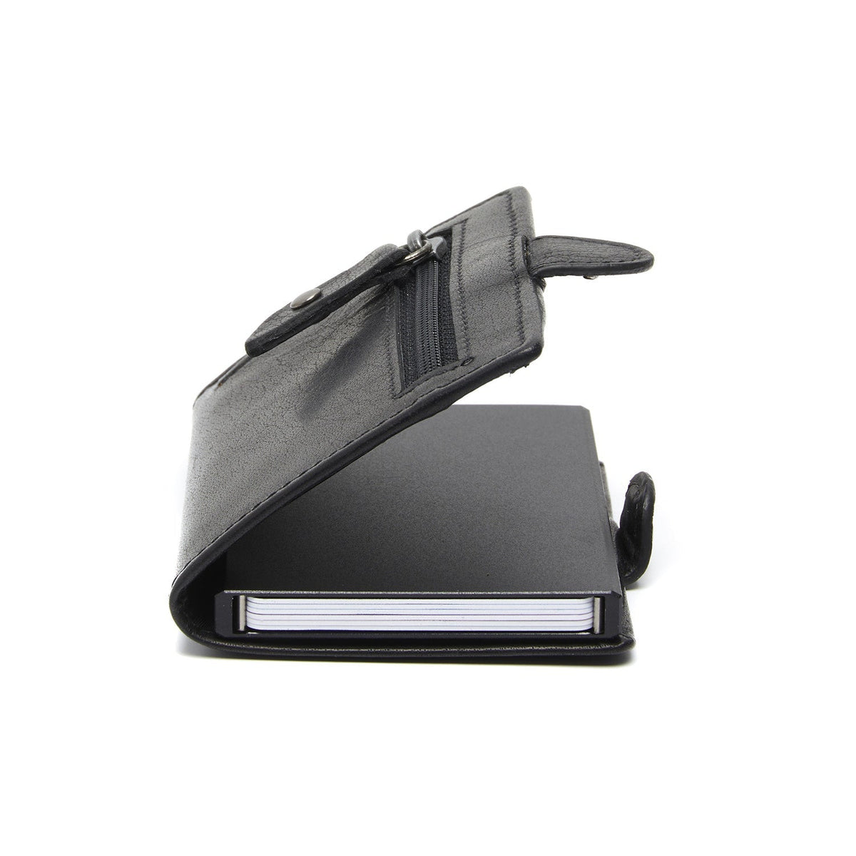 Solid Antique Brass Hardware &amp; Heavy-Duty Dual Zipper Detail on Baldwin Full-Grain Leather Card Holder 여성용