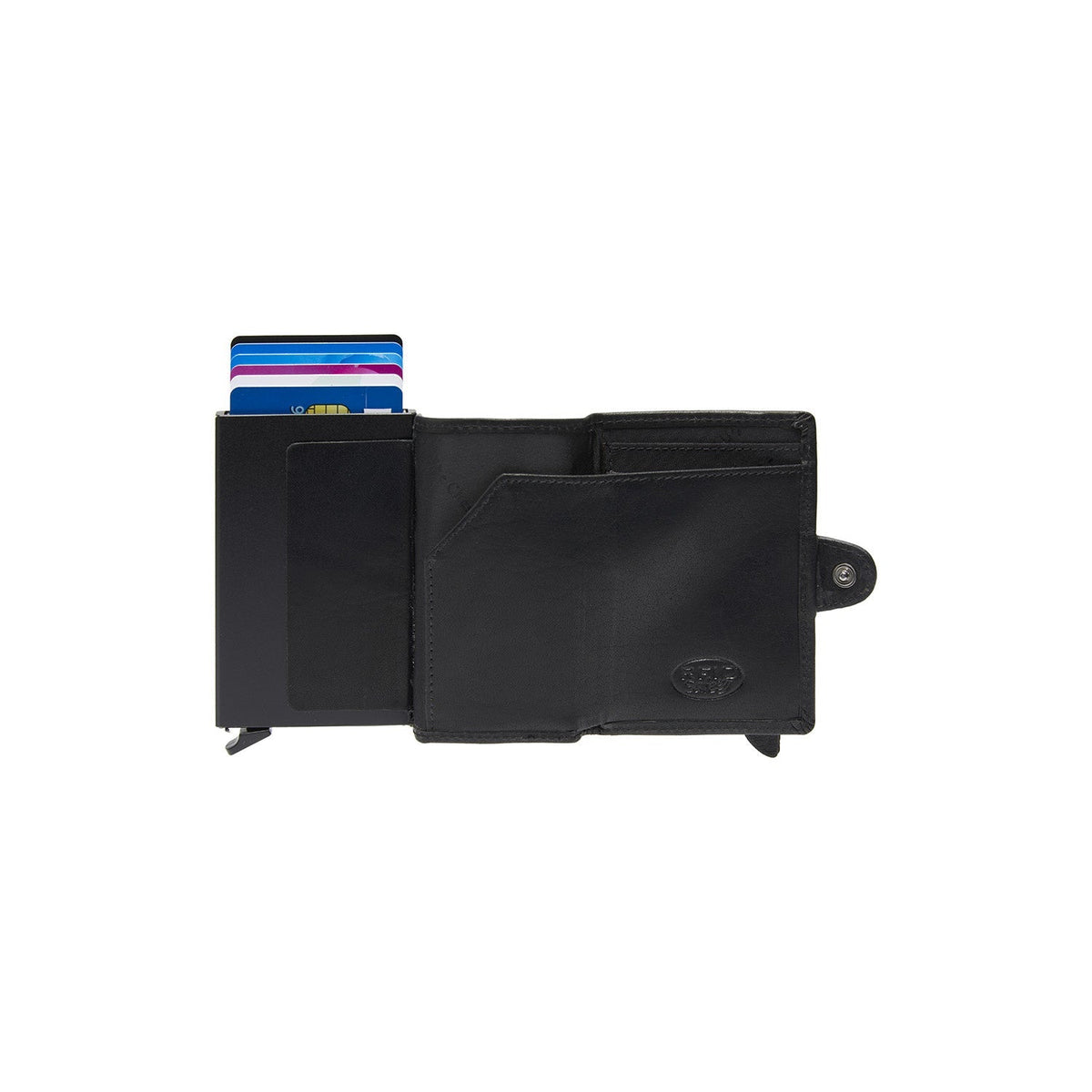 Baldwin Full-Grain Leather Card Holder 여성용 - Structured Side Profile Showing Gusset Depth &amp; Expansion Capacity