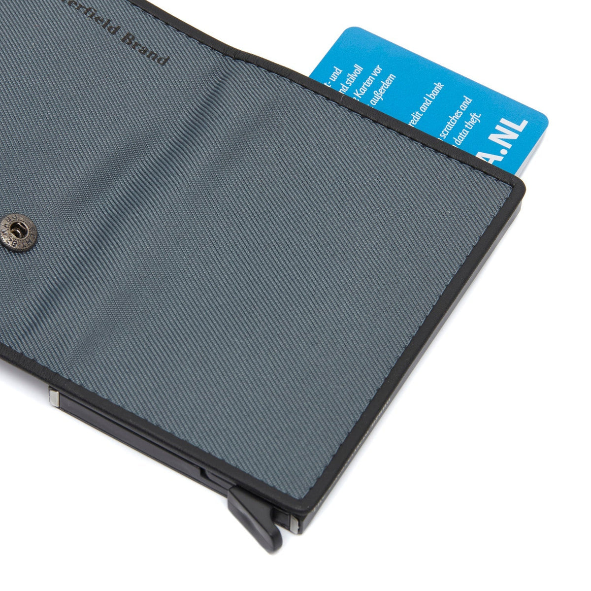 Solid Antique Brass Hardware &amp; Heavy-Duty Dual Zipper Detail on Delsbo Full-Grain Leather Card Holder 여성용