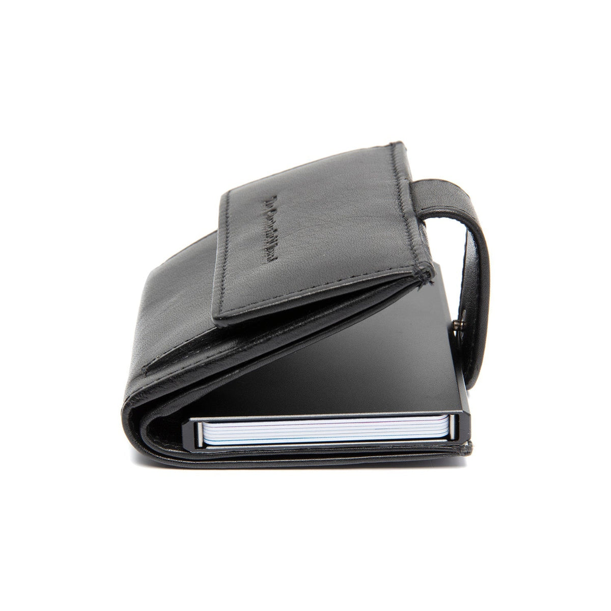 Lesina Full-Grain Leather Card Holder 여성용 - Structured Side Profile Showing Gusset Depth &amp; Expansion Capacity