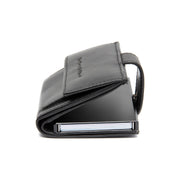 Lesina Full-Grain Leather Card Holder 여성용 - Structured Side Profile Showing Gusset Depth &amp; Expansion Capacity