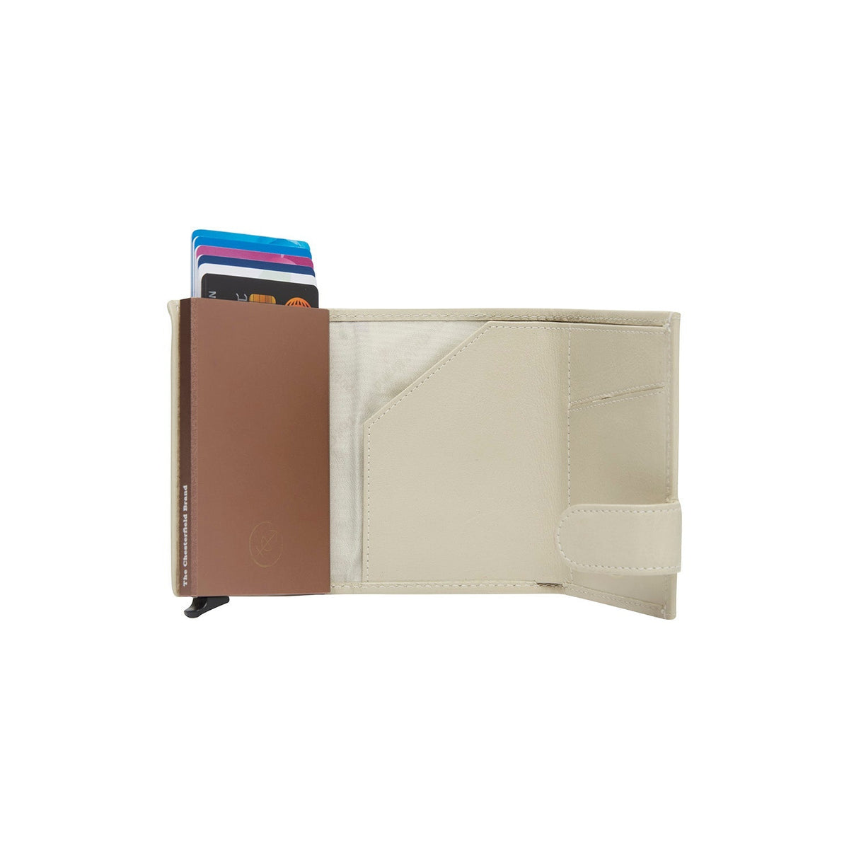 Sabana Full-Grain Leather Card Holder 여성용 - Structured Side Profile Showing Gusset Depth &amp; Expansion Capacity