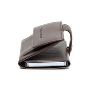 Solid Antique Brass Hardware &amp; Heavy-Duty Dual Zipper Detail on Varrano Full-Grain Leather Card Holder 여성용