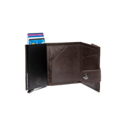 Varrano Full-Grain Leather Card Holder 여성용 - Structured Side Profile Showing Gusset Depth &amp; Expansion Capacity