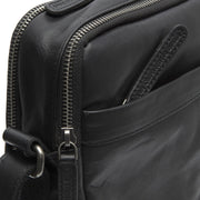 Solid Antique Brass Hardware &amp; Heavy-Duty Dual Zipper Detail on Alva Full-Grain Leather Crossbody Bag 남성용