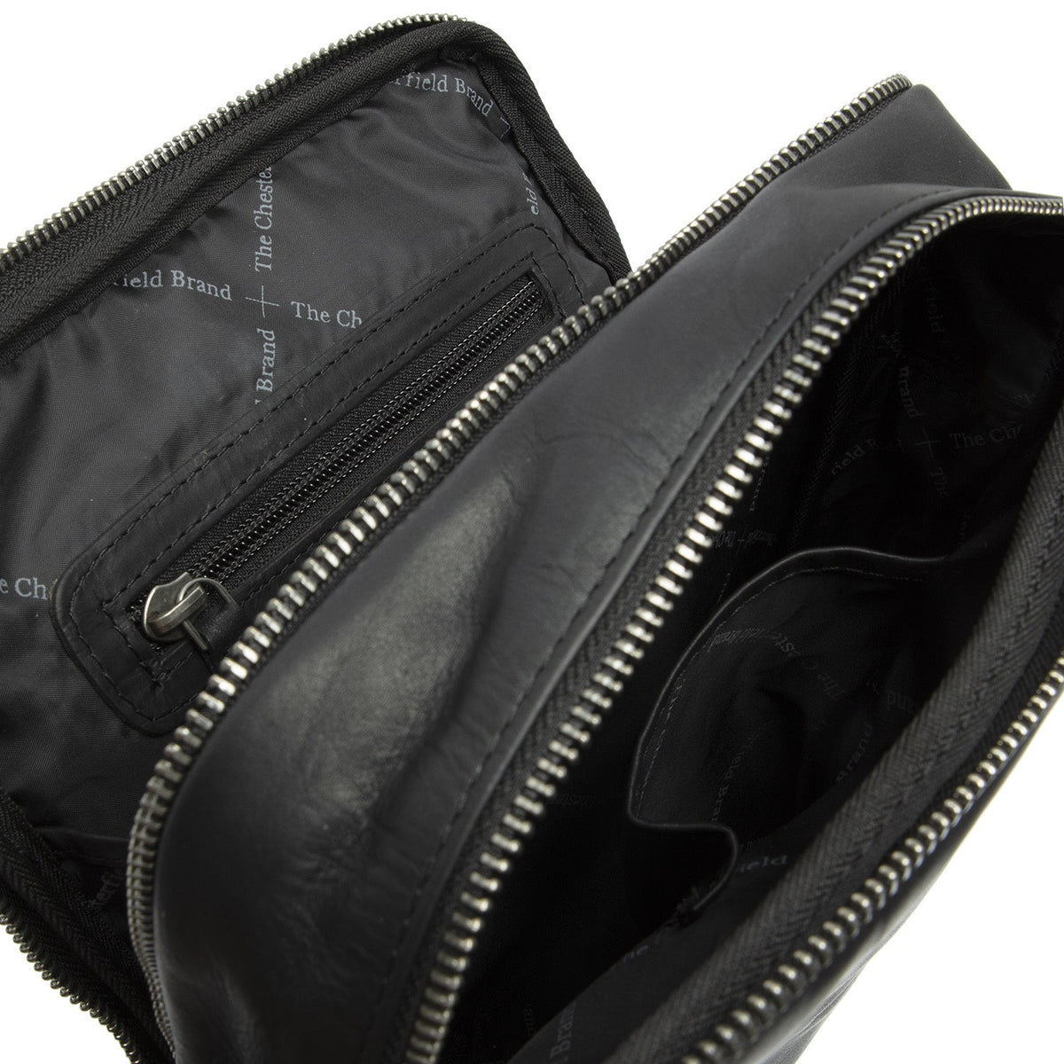 Alva Full-Grain Leather Crossbody Bag 남성용 - Structured Side Profile Showing Gusset Depth &amp; Expansion Capacity