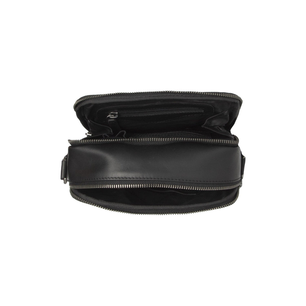 
Solid Antique Brass Hardware & Heavy-Duty Dual Zipper Detail on Arendal 가죽 크로스백