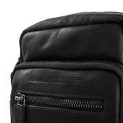 Solid Antique Brass Hardware &amp; Heavy-Duty Dual Zipper Detail on Bremen Full-Grain Leather Crossbody Bag 남성용