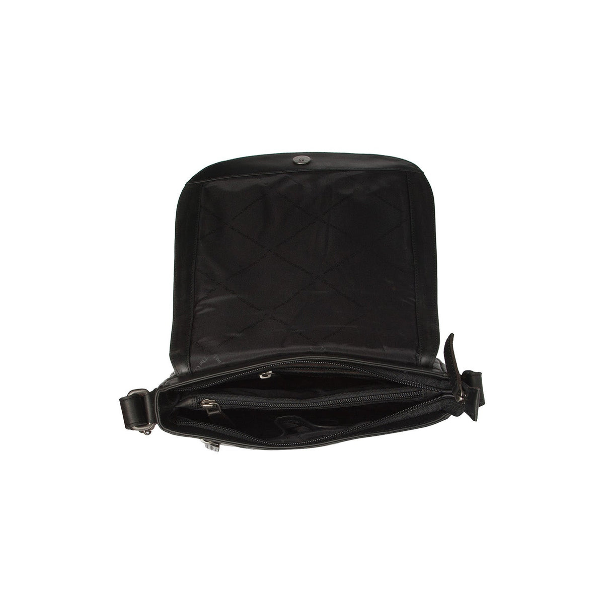 Everglades Full-Grain Leather Crossbody Bag 여성용 - Structured Side Profile Showing Gusset Depth &amp; Expansion Capacity